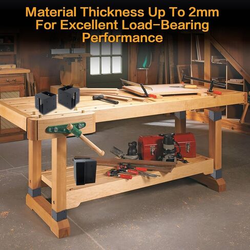 Workbench Bracket Kit, 8Pcs 2 x 4 Heavy Duty Workbench Kit(Actual 1.5 x 3.5) 3-Way Right Angle Steel Corner Brackets with Screws for DIY Custom Work Bench, Woodworking Tables, Work Benches for Garage in Kuwait