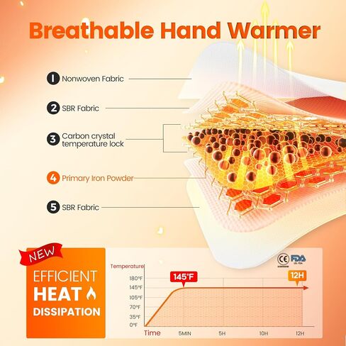 Hand Warmers Disposable 240Pcs, Long-Lasting Up to 12 Hours for Warm Body, Safe Portable for Hand and Foot, Heater for Camping, Fishing, Winter for Women Men Mom Dad in Kuwait
