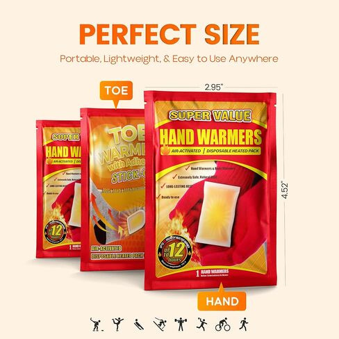 Hand Warmers Disposable 240Pcs, Long-Lasting Up to 12 Hours for Warm Body, Safe Portable for Hand and Foot, Heater for Camping, Fishing, Winter for Women Men Mom Dad in Kuwait
