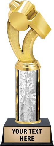 صافرة مدرب من Crown Awards مقاس 11 بوصة - كأس عمود النجوم الفضية - أضف نقشك الخاص in Kuwait