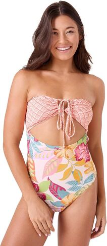 Roxy Women's One Piece Knot Peek-a-Boo Swimsuit, Adjustable, Removable Cups, Mod in Kuwait