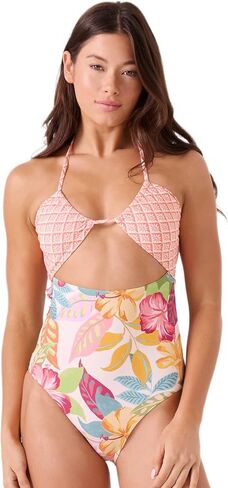 Roxy Women's One Piece Knot Peek-a-Boo Swimsuit, Adjustable, Removable Cups, Mod in Kuwait