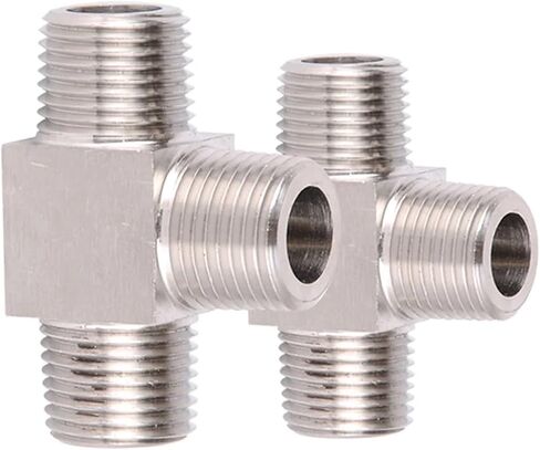 1/8 "1/4" 3/8 "1/2" 3/4 "BSPT ذكر متساوي المحملة 3 طريقة مقرنة 304 تركيب أنابيب الفولاذ المقاوم للصدأ موصل غاز الماء البروبان (3/8") in Kuwait
