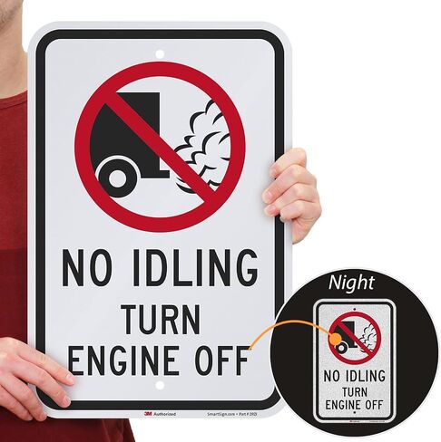 SmartSign 18 × 12 بوصة "لا يوجد تباطؤ - إيقاف تشغيل المحرك" لافتة معدنية، 63 مل ألومنيوم، مادة عاكسة من الدرجة الهندسية 3M، أحمر، أسود وأبيض، صنع في الولايات المتحدة الأمريكية in Kuwait