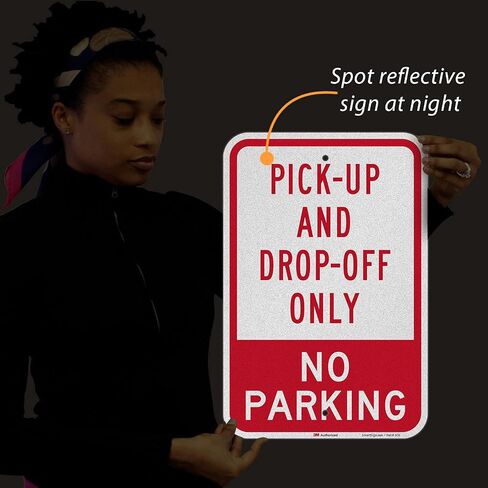 SmartSign 18 × 12 بوصة "الالتقاط والتوصيل فقط - ممنوع الوقوف" لافتة معدنية، 63 مل ألومنيوم، مادة عاكسة من الدرجة الهندسية مغلفة 3M، أحمر وأبيض، صنع في الولايات المتحدة الأمريكية in Kuwait