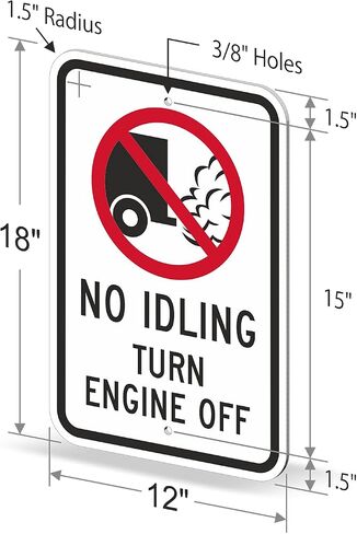 SmartSign 18 × 12 بوصة "لا يوجد تباطؤ - إيقاف تشغيل المحرك" لافتة معدنية، 63 مل ألومنيوم، مادة عاكسة من الدرجة الهندسية 3M، أحمر، أسود وأبيض، صنع في الولايات المتحدة الأمريكية in Kuwait