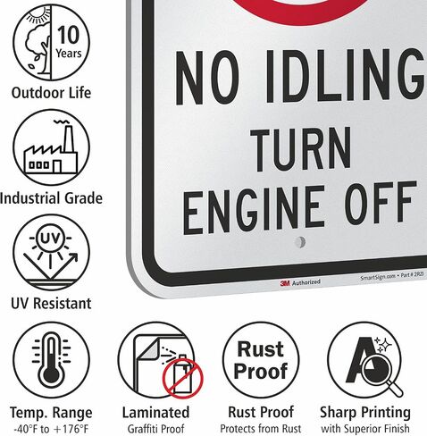 SmartSign 18 × 12 بوصة "لا يوجد تباطؤ - إيقاف تشغيل المحرك" لافتة معدنية، 63 مل ألومنيوم، مادة عاكسة من الدرجة الهندسية 3M، أحمر، أسود وأبيض، صنع في الولايات المتحدة الأمريكية in Kuwait