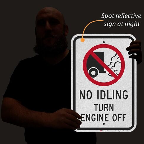 SmartSign 18 × 12 بوصة "لا يوجد تباطؤ - إيقاف تشغيل المحرك" لافتة معدنية، 63 مل ألومنيوم، مادة عاكسة من الدرجة الهندسية 3M، أحمر، أسود وأبيض، صنع في الولايات المتحدة الأمريكية in Kuwait