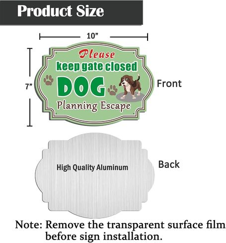 2 Pack Keep Gate Closed Sign, Dog Planning Escape, 10 x 7 Inches Rust Free Aluminum Sign, UV Resistant, Scratch, Waterproof and Weatherproof, Indoor/Outdoor Use. Easy to Mount in Kuwait