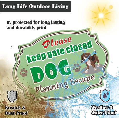 2 Pack Keep Gate Closed Sign, Dog Planning Escape, 10 x 7 Inches Rust Free Aluminum Sign, UV Resistant, Scratch, Waterproof and Weatherproof, Indoor/Outdoor Use. Easy to Mount in Kuwait