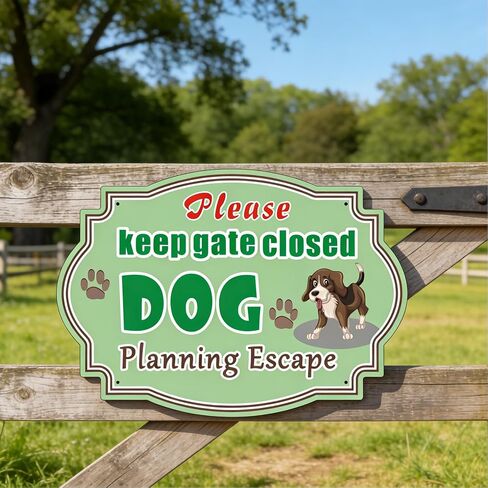 2 Pack Keep Gate Closed Sign, Dog Planning Escape, 10 x 7 Inches Rust Free Aluminum Sign, UV Resistant, Scratch, Waterproof and Weatherproof, Indoor/Outdoor Use. Easy to Mount in Kuwait