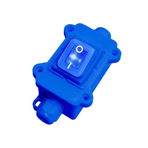 lcocove JD IP65 مفتاح سلك مضمن مقاوم للماء 12 فولت/24 فولت/36 فولت 30 أمبير أضواء LED 4 سنون 2 وضعية التشغيل والإيقاف في الهواء الطلق مفتاح زر الروك مع شهادة UL، خط دخول وخروج على الجانبين (الضوء الأزرق) in Kuwait