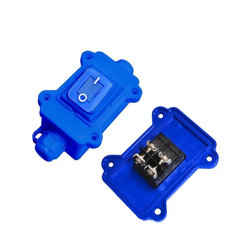 lcocove JD IP65 مفتاح سلك مضمن مقاوم للماء 12 فولت/24 فولت/36 فولت 30 أمبير أضواء LED 4 سنون 2 وضعية التشغيل والإيقاف في الهواء الطلق مفتاح زر الروك مع شهادة UL، خط دخول وخروج على الجانبين (الضوء الأزرق) in Kuwait