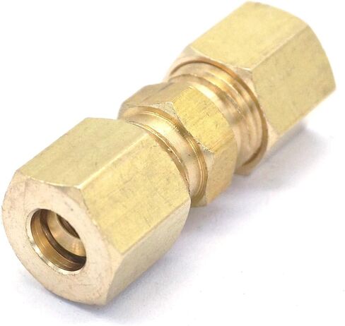 Fit 1/4" x 1/4" Tube OD Straight Compression Union Brass Pipe Fitting Connector in Saudi Arabia