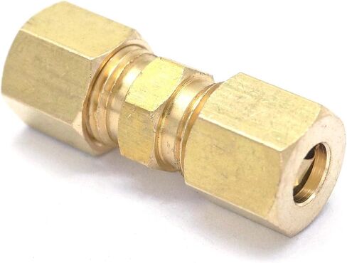 Fit 1/4" x 1/4" Tube OD Straight Compression Union Brass Pipe Fitting Connector in Saudi Arabia