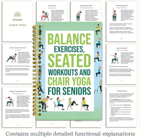 Chair Yoga Book Low-Impact Guide for Balance Mobility and Strength Seated Workouts for Home Office Senior Living Routines, 1PC in Saudi Arabia