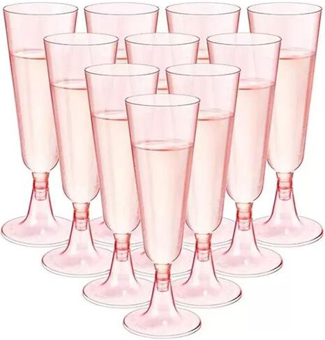Champagne Flutes Plastic,25 Pack Wine Glasses,Disposable Champagne Glasses,5 Oz Pink Shot Cups,New Year Christmas Party Wedding Birthday Graduation Drinking Dessert Cocktail Cups Decorations in Kuwait