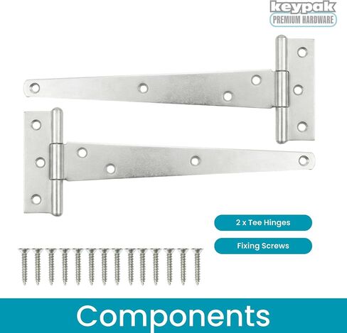 مفصلات Keypak 250 مم مطلية بالزنك على شكل حرف T معدنية مقاومة للتآكل للسقيفة وأبواب الحظيرة وأبواب المرآب والبوابات الخشبية - عبوة من 2 in Kuwait