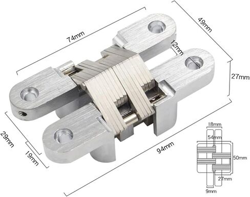Stainless Steel Invisible Folding Door Cross Hinge Furniture Hardware Accessories 1Pcs(13x45MM) in Kuwait