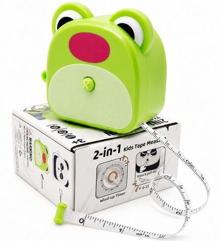 Kids Tape Measure with Countdown Timer, 2-in-1 Cartoon Soft Retractable Measuring Tape for Kids, 150cm/60in Measuring Tool for Early STEM Learning, Classroom, Home Play, Gifts Ages 3+（Green） in Kuwait