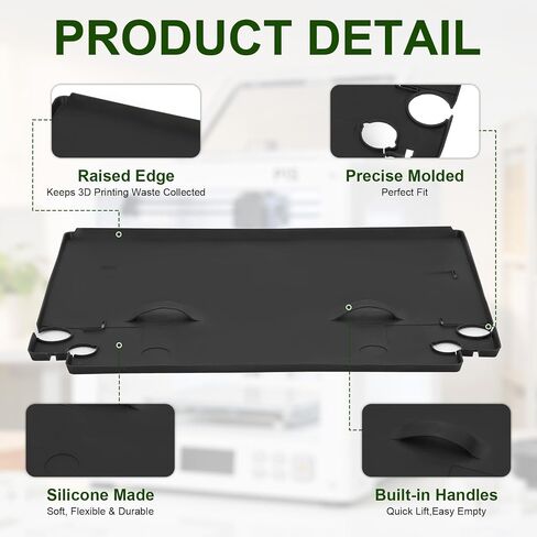 Gather Filament Waste for Bambu Lab P1P P1S X1C X1E, 3D Printer Waste Collector Mat/Purge Catcher Tray, Silicone Anti-Static Waste Pad with Raised Edges & Handles,3D Printing Accessories Easy Clean in Kuwait