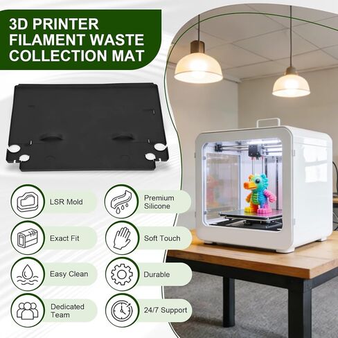 Gather Filament Waste for Bambu Lab P1P P1S X1C X1E, 3D Printer Waste Collector Mat/Purge Catcher Tray, Silicone Anti-Static Waste Pad with Raised Edges & Handles,3D Printing Accessories Easy Clean in Kuwait