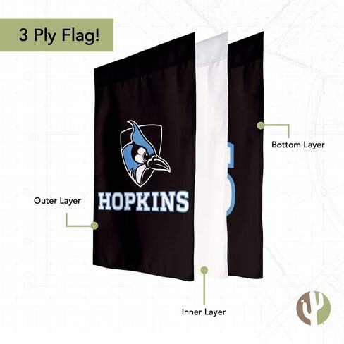 Desert Cactus Johns Hopkins University JHU Garden Flag – 19 x 12 inch Johns Hopkins Blue Jays Banner, For Outdoor Display and Events (Design A) in Kuwait