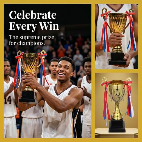 Metal Trophy Award Cup Gold, 9.4 Inch Sturdy Base, School Tournaments Sports Competitions Basketball Games Soccer MVP Corporate Events Place Prize in Kuwait