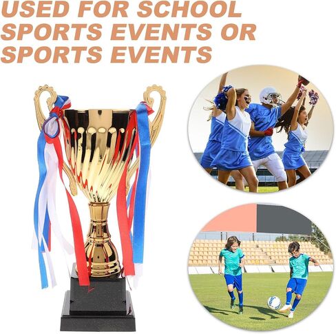 Metal Trophy Award Cup Gold, 9.4 Inch Sturdy Base, School Tournaments Sports Competitions Basketball Games Soccer MVP Corporate Events Place Prize in Kuwait