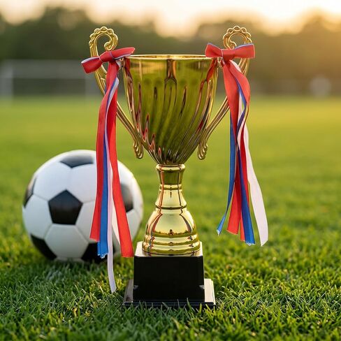 Metal Trophy Award Cup Gold, 9.4 Inch Sturdy Base, School Tournaments Sports Competitions Basketball Games Soccer MVP Corporate Events Place Prize in Kuwait