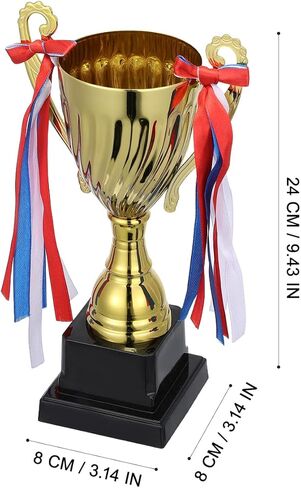 Metal Trophy Award Cup Gold, 9.4 Inch Sturdy Base, School Tournaments Sports Competitions Basketball Games Soccer MVP Corporate Events Place Prize in Kuwait