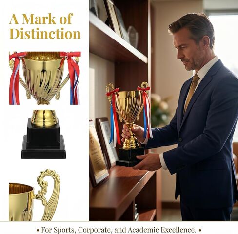 Metal Trophy Award Cup Gold, 9.4 Inch Sturdy Base, School Tournaments Sports Competitions Basketball Games Soccer MVP Corporate Events Place Prize in Kuwait