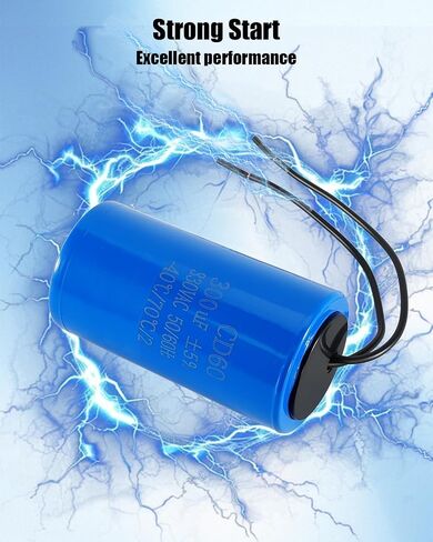 CD60 Motor Starting Capacitor 300uF 330VAC 50Hz/60Hz for Air Compressor Motors Water Pump Motors Air Conditioning Compressors, Blue, Cylindrical Aluminum Shell Package in Kuwait