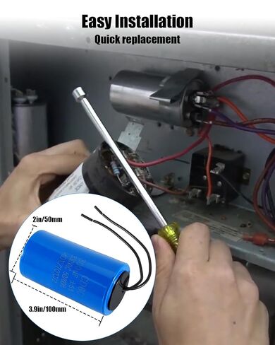 CD60 Motor Starting Capacitor 300uF 330VAC 50Hz/60Hz for Air Compressor Motors Water Pump Motors Air Conditioning Compressors, Blue, Cylindrical Aluminum Shell Package in Kuwait