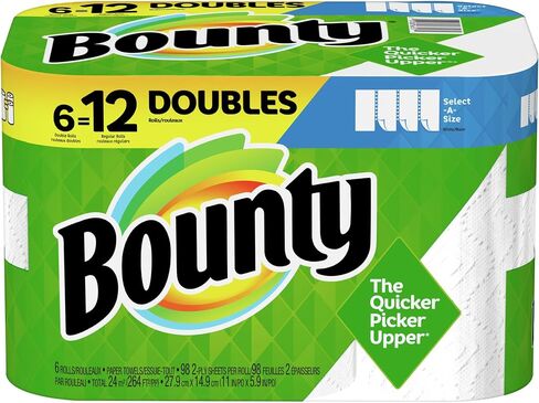مناشف ورقية من Bounty Select-A-Size، بيضاء، لفات كبيرة، 6 عدد 74 ورقة لكل لفة، 6 عدد (عبوة من 1) in Kuwait