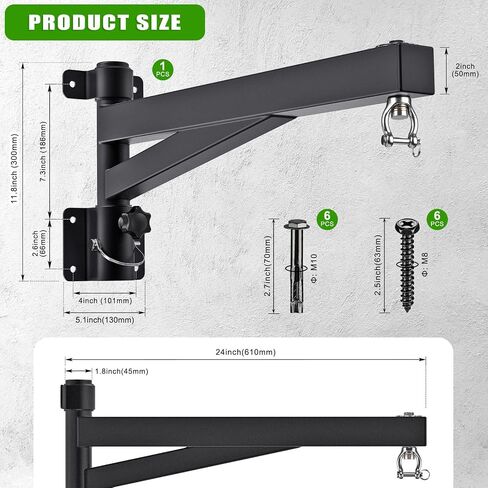 Kipika Heavy Bag Hanger Wall Mount Punching, Rotatable Heavy Duty Boxing Bag Bracket for Home Gym Indoor, Adjustable Length for Kickboxing Bag, Muay Thai Bag,Speed Bag in Kuwait