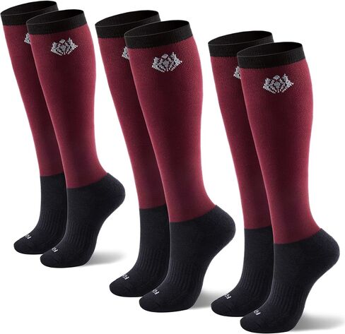 FitsT4 Sports 3 Pairs Women's Equestrian Socks, Knee High Riding Boot Socks, Breathable Stretch Horse Riding Socks in Kuwait