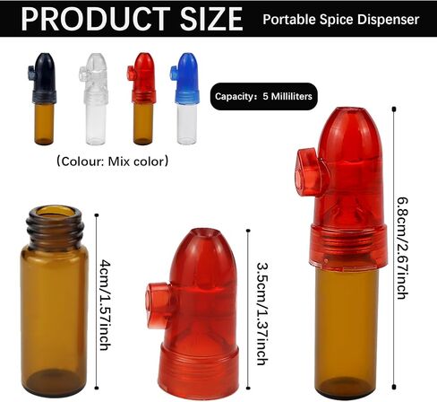 4 Pack Portable Dispenser, Spice Storage Bottles, Salt and Pepper Shakers, Refillable Glass Bottle With Knob Switch for Kitchen, Traveling in Kuwait