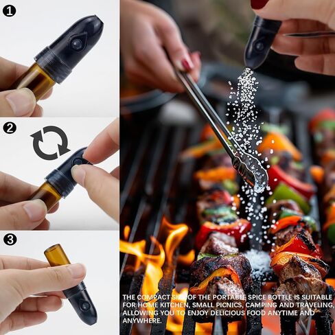 4 Pack Portable Dispenser, Spice Storage Bottles, Salt and Pepper Shakers, Refillable Glass Bottle With Knob Switch for Kitchen, Traveling in Kuwait