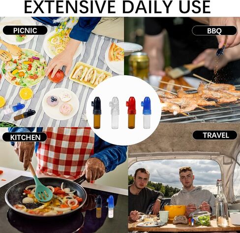 4 Pack Portable Dispenser, Spice Storage Bottles, Salt and Pepper Shakers, Refillable Glass Bottle With Knob Switch for Kitchen, Traveling in Kuwait