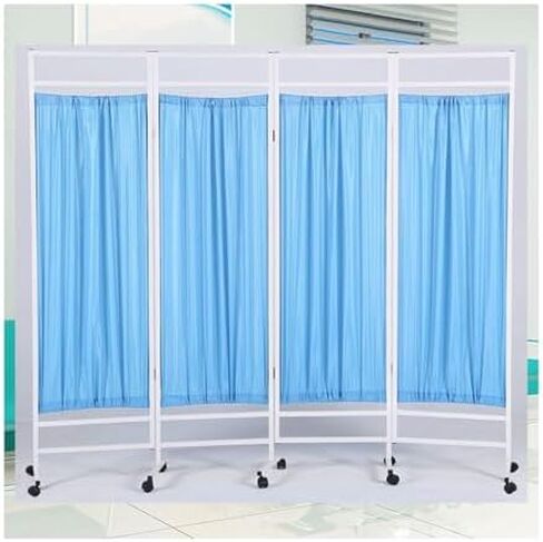 4-Panel Rolling Medical Privacy Screen - 6ft High Foldable Room Divider on Wheels for Hospitals, Offices, Beauty Salons - Portable Privacy Separator (Color-2) in Kuwait