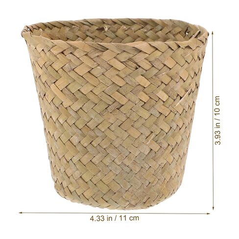 Abaodam Mini Woven Trash Can Seagrass Storage Basket Multifunctional Home Organizing Sundries Holder Wastebasket for Bedroom Bathroom Office in Kuwait