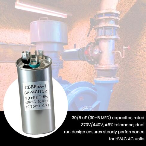 مكثف تشغيل مزدوج 30/5 فائق التوهج SFCAP30D5440R 370/440VAC CBB65 استبدال التيار المتردد | 27L20 CPT0659 CPT00659 TRCFD305 C4305R 97F9981 97F9833 C3305R HC98JA031D PRCD305 USA2226 P2913054R ، إصلاح محرك مروحة المكثف in Kuwait