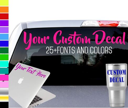 Custom Text Font Name Decal Sticker Compatible with Tumbler Cup, Laptop, Phones, Boats, and Vehicles (Glitter Colors Available) in Kuwait