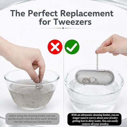 3 Pcs Ultrasonic Cleaner Baskets, Stainless Steel Basket Parts Cleaner Machine, Jewelry Cleaners Small Parts Cleaning Basket for Diamond Ring Jewelry in Kuwait