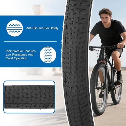 Bike Tire Anti-Slip Tire 26/29 x 2.4 inch Foldable Replacement All Terrain with Inner Tube Levers for BMX Mountain Cruiser Bicycle in Kuwait