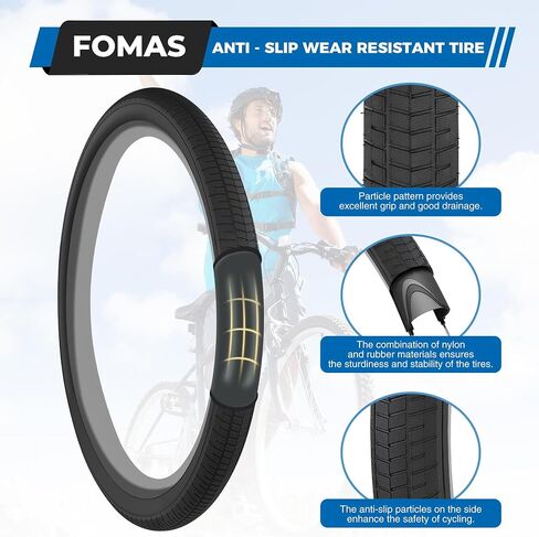 Bike Tire Anti-Slip Tire 26/29 x 2.4 inch Foldable Replacement All Terrain with Inner Tube Levers for BMX Mountain Cruiser Bicycle in Kuwait