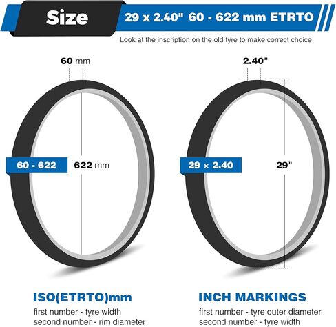 Bike Tire Anti-Slip Tire 26/29 x 2.4 inch Foldable Replacement All Terrain with Inner Tube Levers for BMX Mountain Cruiser Bicycle in Kuwait