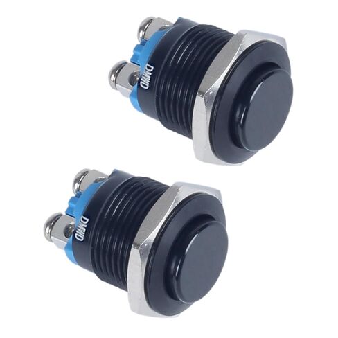 2pcs 22mm Momentary Metal Waterproof Push Button Switch 7/8" Mounting Hole Screw Terminals 12V 24V 36V DC 110V 250V AC 5A 1NO Black Shell Flat Head in Kuwait