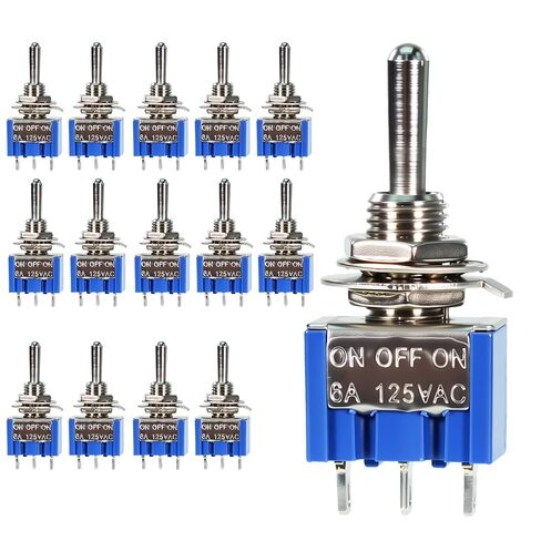 VIBICCK 15PCS SPST Mini Toggle Switch Miniature ON/ON 2 Pin 2 Position Micro Rocker Switches 6A 125V MTS-202(6 Pin ON/ON 15pcs) in Kuwait